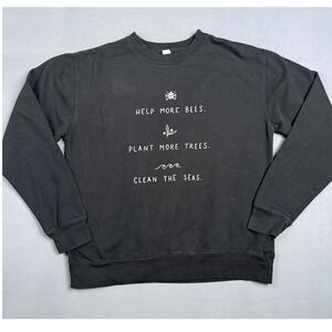 Womens Sweatshirt Help Bees Trees Seas Black Crew Neck
